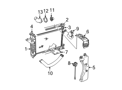 2001 Ford Mustang Tank Assembly - Radiator Overflow Diagram for 2R3Z-8A080-AC