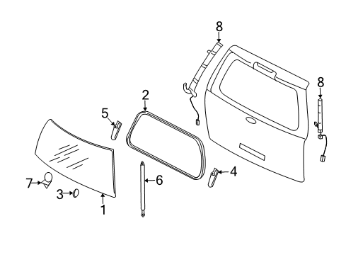 2017 Ford Expedition Lift Gate - Glass & Hardware Diagram