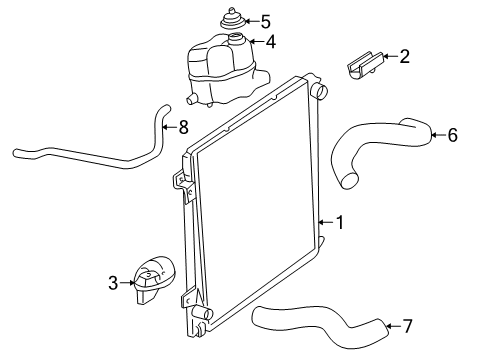 2003 Lincoln Aviator Radiator & Components Diagram