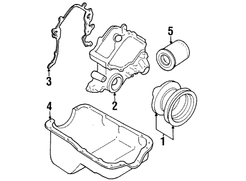 1996 Ford Mustang Engine Parts, Mounts, Cylinder Head & Valves, Camshaft & Timing, Oil Pan, Oil Pump, Crankshaft & Bearings, Pistons, Rings & Bearings Diagram