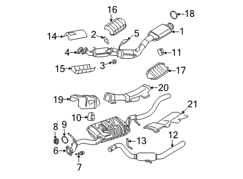 2008 Mercury Mountaineer Exhaust Components Diagram 1 - Thumbnail