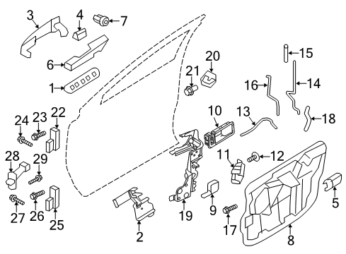 2013 Ford Edge Handle Assembly - Door - Outer Diagram for CA1Z-7822404-A