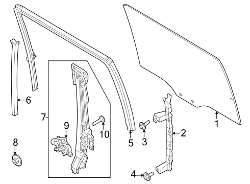 2023 Ford F-350 Super Duty Glass - Rear Door Diagram 1 - Thumbnail