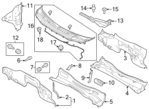 2023 Ford F-350 Super Duty Cab Cowl Diagram