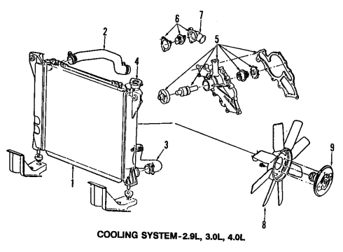 2001 Ford Ranger Cooling System, Radiator, Water Pump, Cooling Fan Diagram 6 - Thumbnail