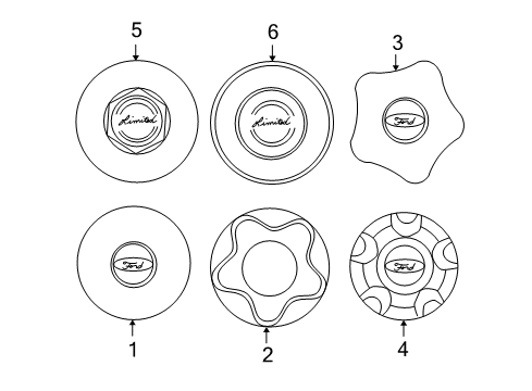 2001 Ford Explorer Wheel Covers & Trim Diagram