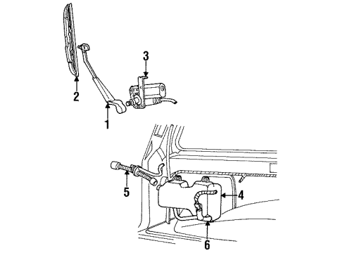 1992 Ford Explorer Lift Gate - Wiper & Washer Components Diagram