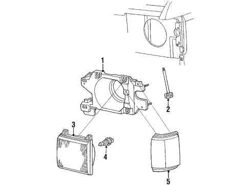 1991 Ford Bronco Housing Headlamp Diagram for E7TZ13101A