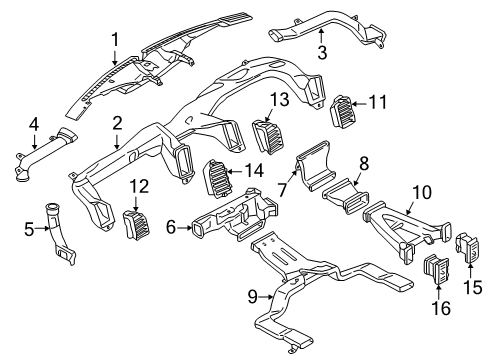 2021 Ford F-250 Super Duty Ducts Diagram 1 - Thumbnail