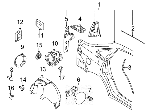 2011 Ford Focus Quarter Panel & Components Diagram