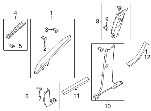 2014 Ford Escape Interior Trim - Pillars, Rocker & Floor Diagram