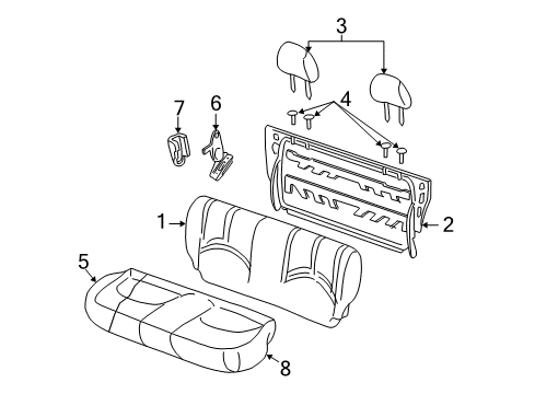 2002 Ford Escape Rear Seat Cushion Pad Diagram for 2L8Z-7863840-CA