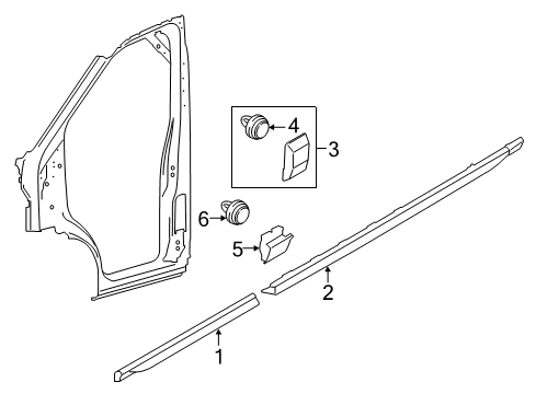 2019 Ford Transit-250 Exterior Trim - Pillars, Rocker & Floor Diagram