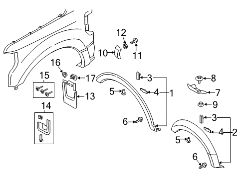 2017 Ford F-250 Super Duty Exterior Trim - Fender Diagram