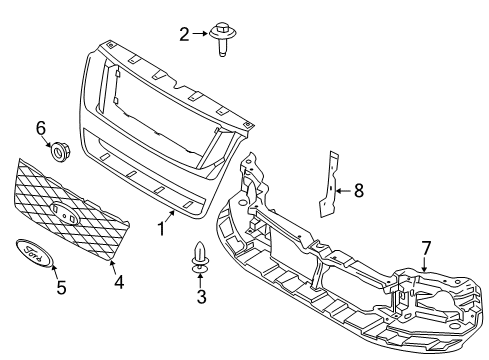 2010 Ford Explorer Sport Trac Grille & Components Diagram