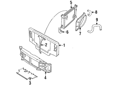 1996 Ford Bronco Radiator & Components, Radiator Support Diagram