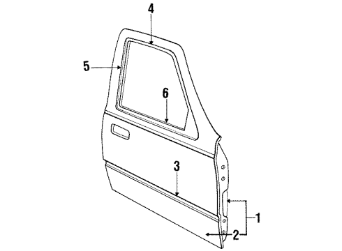 1990 Mercury Topaz Door & Components, Exterior Trim, Body Diagram