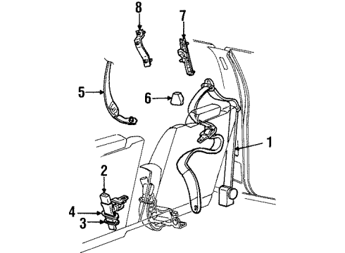 1997 Ford Crown Victoria Seat Belt Buckle Left Front Diagram for F5AZ-5461203-E