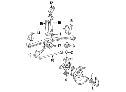 1989 Ford F-350 Front Suspension Components, King Pin, Stabilizer Bar Diagram