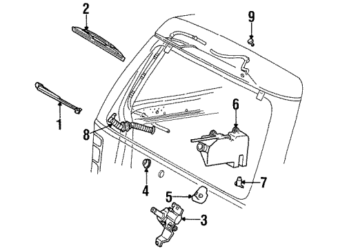 2000 Mercury Mountaineer Lift Gate - Wiper & Washer Components Diagram