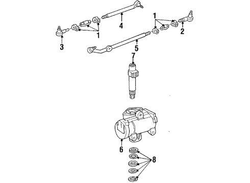 1989 Ford Bronco P/S Pump & Hoses, Steering Gear & Linkage Diagram