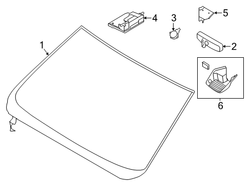 2022 Ford Ranger Glass - Windshield Diagram