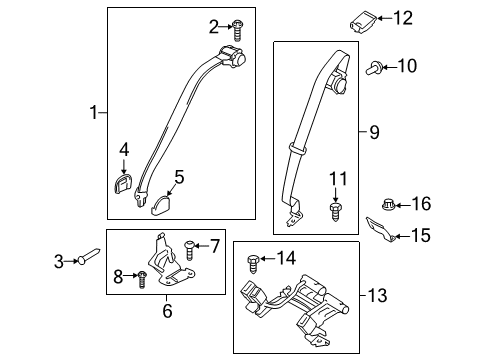 2018 Ford Fusion Center Seat Belt Diagram for HG9Z-54611B64-AE