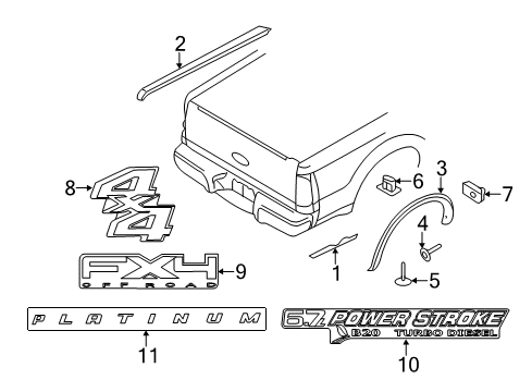 2015 Ford F-350 Super Duty Exterior Trim - Pick Up Box Diagram