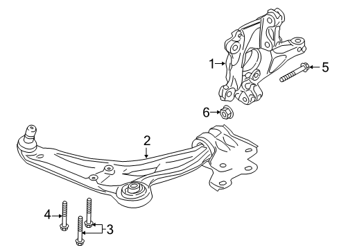 2015 Ford Edge Front Suspension Components, Lower Control Arm, Stabilizer Bar Diagram