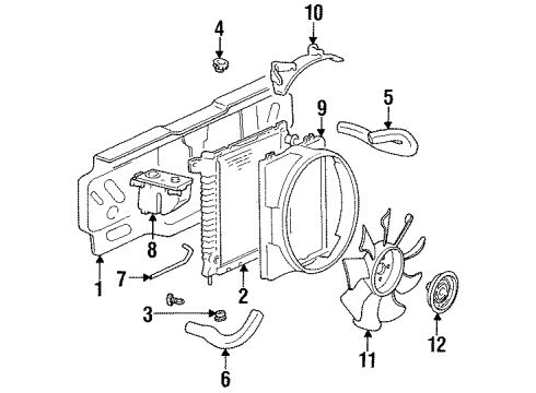 1992 Ford Explorer Radiator & Components, Radiator Support, Cooling Fan Diagram