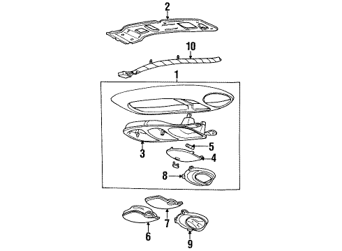 2003 Ford Windstar Console Assembly Overhead Diagram for XF2Z16519A70AAH