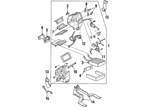 2001 Ford Escort A/C Evaporator & Heater Components Diagram