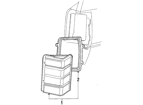 1987 Ford Escort Tail Lamps, License Lamps Diagram 2 - Thumbnail