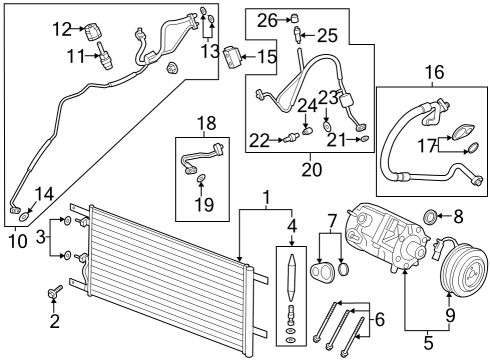 2024 Ford F-250 Super Duty Condenser, Compressor & Lines Diagram