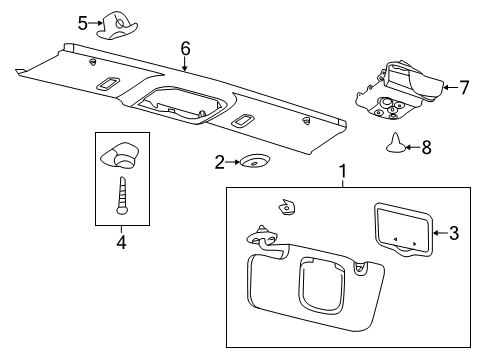 2011 Ford Mustang Sun Visor Assembly Diagram for AR3Z-7604104-AB