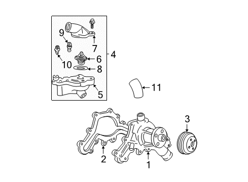 2003 Ford Explorer Sport Trac Thermostat Assembly Diagram for YU3Z-8575-AA