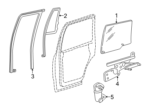 2007 Lincoln Navigator Rear Door - Glass & Hardware Diagram