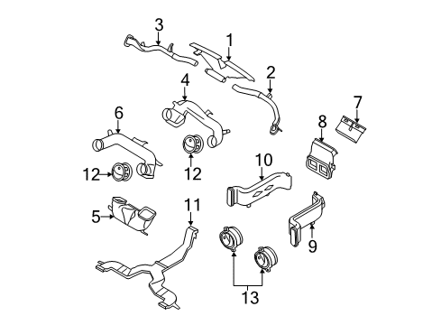 2013 Ford F-350 Super Duty Louvre Assembly - Vent Air Diagram for BC3Z-19893-AA