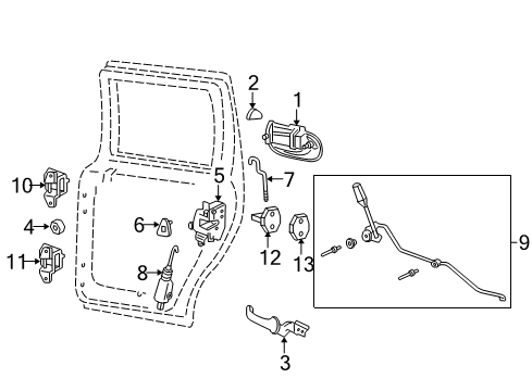 2003 Ford Expedition Rear Door - Lock & Hardware Diagram