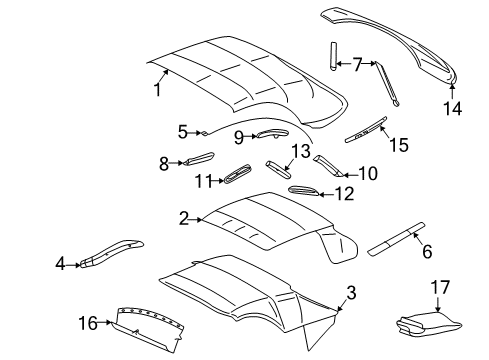 2002 Ford Thunderbird Top Cover & Components Diagram