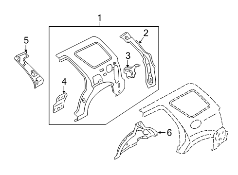 2010 Mercury Mariner Inner Structure - Quarter Panel Diagram