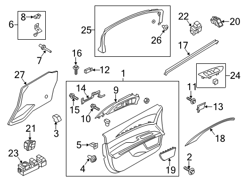 2019 Lincoln MKZ Applique - Door Trim Panel Diagram for HP5Z-54239A01-AA