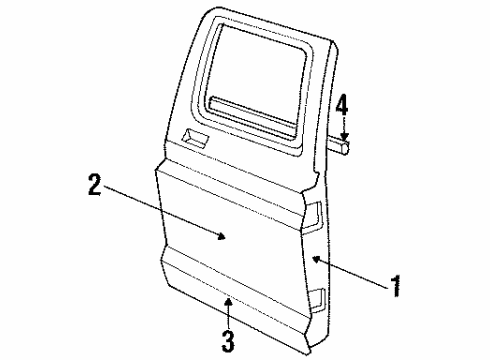 1991 Ford F-350 Rear Door & Components, Exterior Trim Diagram