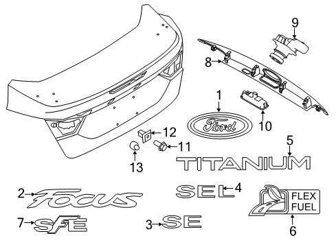 2017 Ford Focus Handle - Luggage Compartment Diagram for CV6Z-5443400-AA