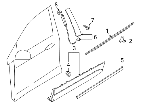 2015 Ford Edge Exterior Trim - Front Door Diagram