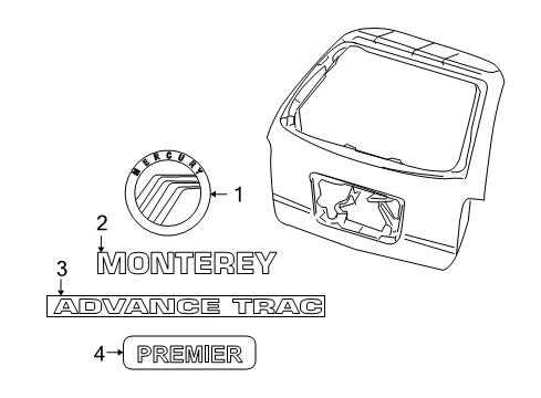 2005 Mercury Monterey Name Plate Diagram for 4F2Z-1742528-AD