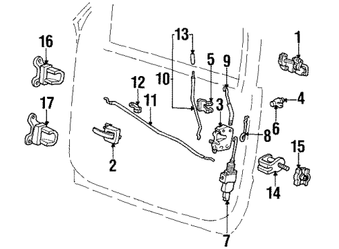 2000 Mercury Mountaineer Front Door - Lock & Hardware Diagram