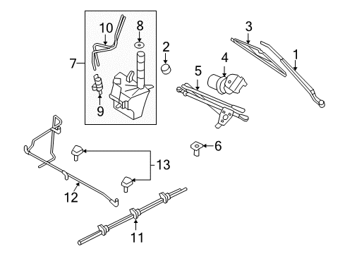 2010 Mercury Mariner Windshield - Wiper & Washer Components Diagram