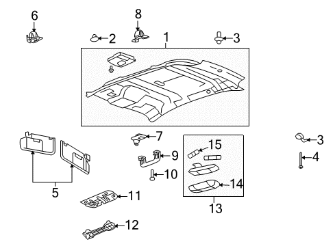 2010 Lincoln MKX Interior Trim - Roof Diagram