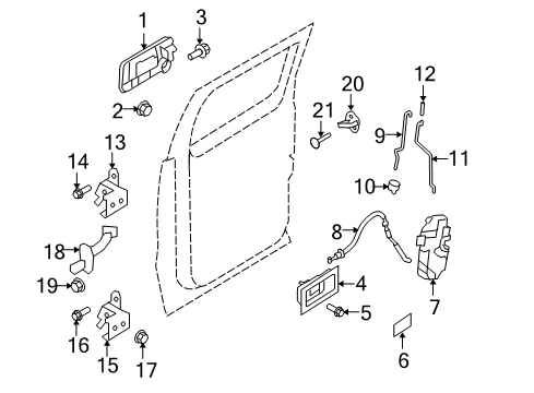 2012 Ford F-150 Rear Door - Lock & Hardware Diagram